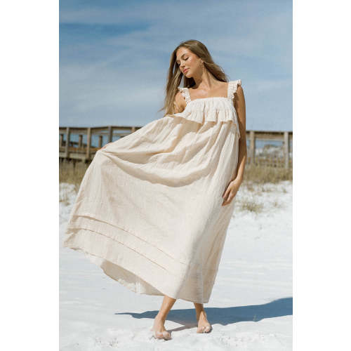 Lelah 100% Linen Maxi Dress in Natural - Bump Friendly