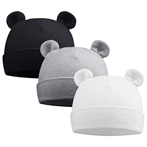 PESAAT Newborn Hospital Hat 0-12Months Preemie Boys Girls Beanie Solid Infant Baby Hats Autumn Winter