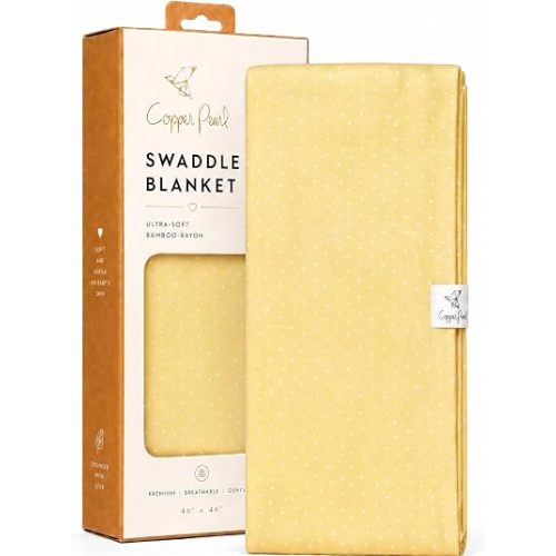 Copper Pearl Swaddle Blankets for Newborns | Soft Stretchy Receiving Blankets for Boys and Girls | Large 46 x 46 Inch Baby Blankets | Lightweight and Breathable Swaddles | Marigold