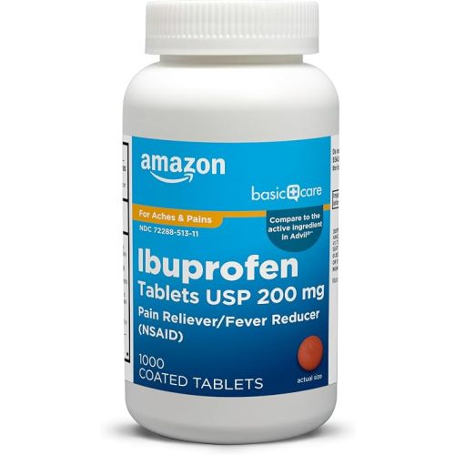 Amazon Basic Care Ibuprofen Tablets, Fever Reducer and Pain Relief from Body Aches, Headache, Arthritis Pain and More, 1000 Count