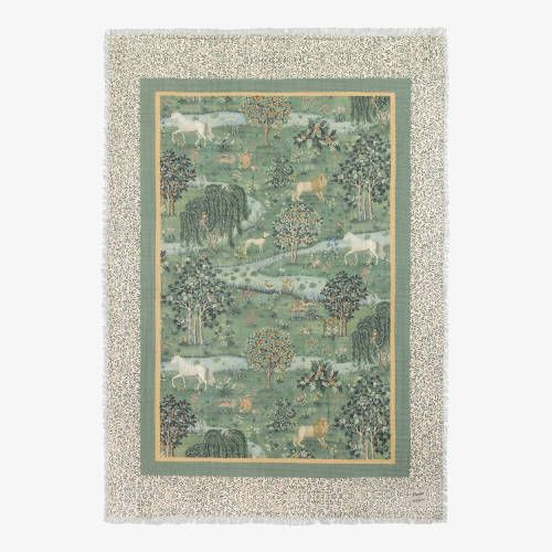 Elodie - Green Cotton Muslin William Morris Blanket (100cm) | Childrensalon