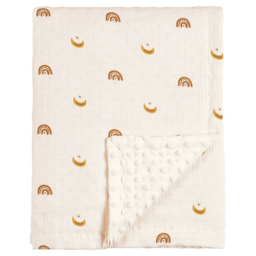 CREVENT Cozy Soft Cute Yellow Moon Muslin Cotton Minky Baby Receiving Blanket