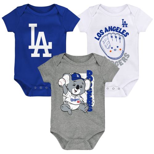 Newborn & Infant Los Angeles Dodgers Royal/White/Gray Change Up 3-Pack Bodysuit Set