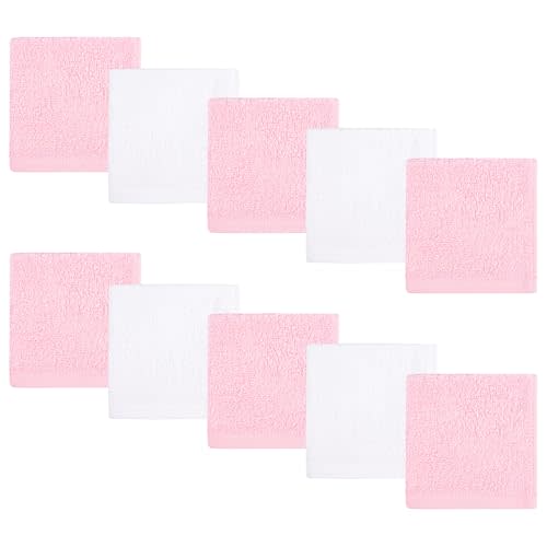 Baby Washcloths 10 Pack Rayon from Bamboo Ultra Soft Absorbent Terry Wash Cloth 10" x 10" Bath Towels for Face Burp Wipes Reusable Lightweight Newborn Essentials Shower Gift Set