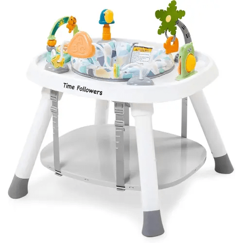 Time Followers® 6-in-1 Baby Activity Center | Jumpers and Bouncers | 4 Stage Grow Stationary Standing Toddler Play Table | Shower Gift | Infant Essential for Baby Ages 6-36Month (White)