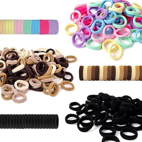 300Pcs Baby Hair Ties Soft Nylon Seamless Small Elastics Ponytail Holders for Little Girls Toddler Kids Teens Women, No Pull No Damage Hair Bands Accessories, 12 Colors, Diameter 0.8In, BlueZOO