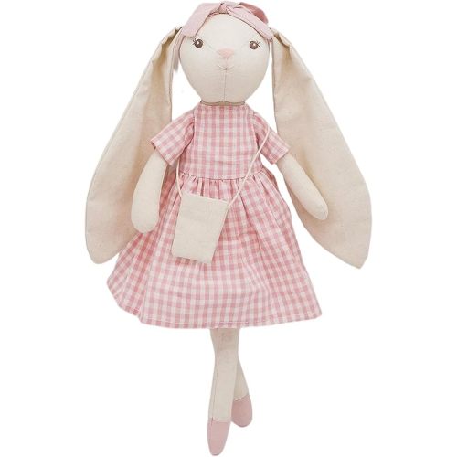 15" Bunny Stuffed Animal for Girls, Plush Toy Doll -Wearing Pink Plaid Dress,Cute Doll Set Dress Up for 3 4 5 Year Old Girl - Gift for Little Girl, Birthday, Easter,Christmas…