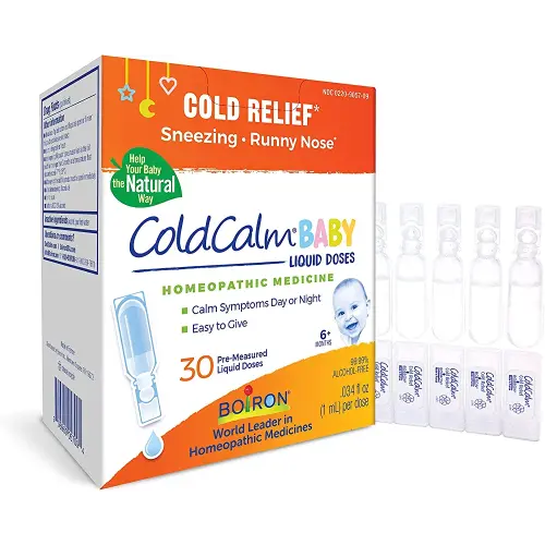 Boiron ColdCalm Baby Single-Use Drops for Relief from Cold Symptoms of Sneezing, Runny Nose, and Nasal Congestion - Sterile and Non-Drowsy Liquid Doses - 30 Count