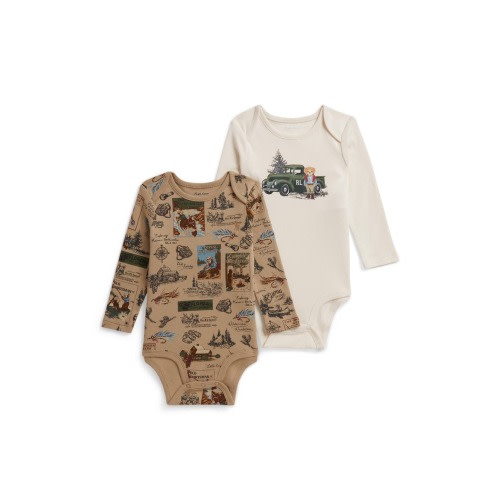 Kids' 2-Pack Long Sleeve Cotton Bodysuits