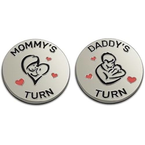 New Dad Mom Gifts Funny Decision Making Coin, New Baby Gift for Parent Mummy Daddy Pregnancy Women First Time to be Moms Dads Mother's Day Father's day Gifts Double Sided