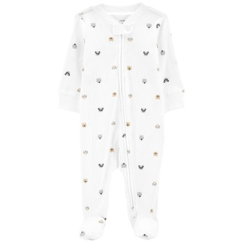 Baby Characters 2-Way Zip Cotton Sleep & Play - White