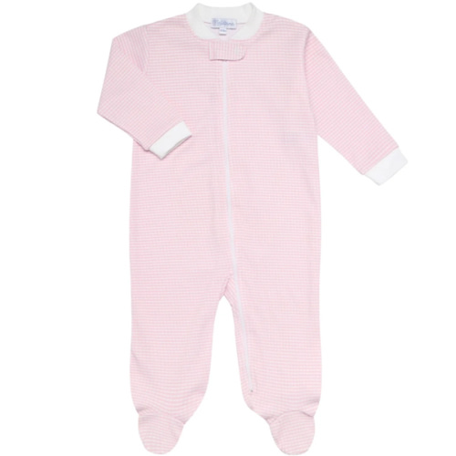 Pink Gingham Zipper Footie