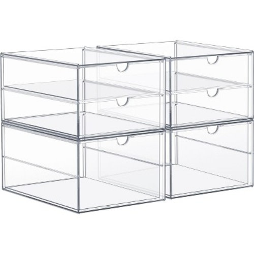 Sorbus 3-Drawer Clear Stackable Storage Organizer - Bathroom, Laundry Room & Home Countertop Drawer System