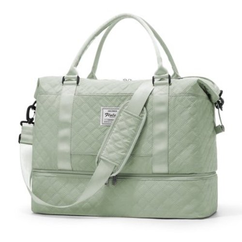 Weekender Bags for Women, Travel Duffel Bags with Shoe Compartment, Personal Item Travel Bag for Airlines, Carry on Overnight Tote Bag for Women, Light Green