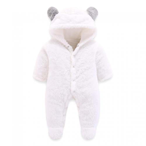 Gifts for Christmas Bidobibo Baby Winter Hooded Romper, Infant Toddler Boys Girls Warm Snowsuit Cute Ears Fleece Romper Long Sleeve Jumpsuit Overalls Outfit for 0-12 Months