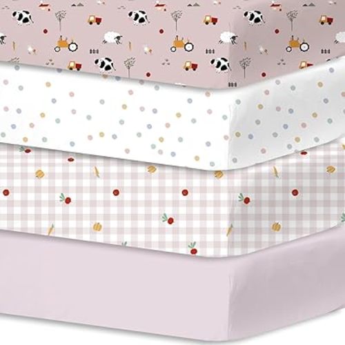 Plushii 4 Pack Baby Crib Sheets for Girls,Fitted Crib Mattress,52x28