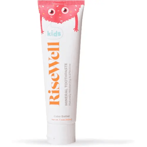 RiseWell Kids Mineral Toothpaste - Kids Hydroxyapatite Toothpaste - Made by Dentists, Safe to Swallow, No Added Fluoride and All Natural - Cake Batter Flavor, 3.4 Oz