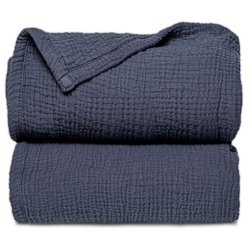 Lulu moon Muslin Quilt Blanket, Crib Blanket for Baby and Toddler,47x47 Inches(Blue)