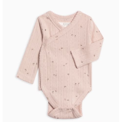 Hilda Brushed Back Pointelle Long Sleeve Kimono Bodysuit