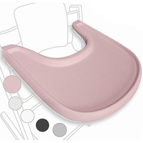 High Chair Tray Compatible with Stokke Tripp Trapp Chair – Matte Dusty Pink – NO Suction Plate Feature – Ergonomic Curved Design – BPA-Free, Easy to Assemble