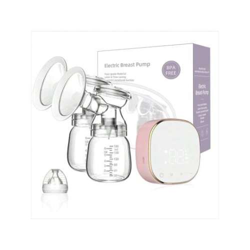 Electric Double Breast Pump, 3 Modes 9 Levels Adjustable, Rechargeable Touch Screen Control With 2 Milk Bottles