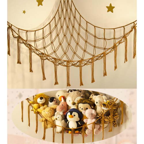 Stuffed Animal Storage Hammock or Net Corner - Large Toy Hammock Net for Stuffed Animals Room Decor - Cute Stuff Animal Organizer Plush Holder - Kids Baby Nursery Essentials Wall Bedroom Home Decor