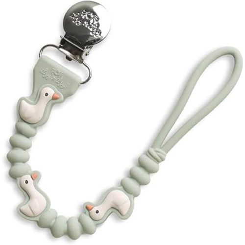 Itzy Ritzy Silicone Pacifier Clip, Baby Pacifier Holder Clip (Goose)