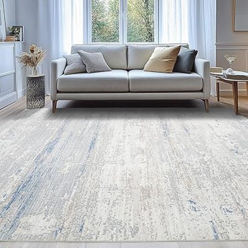 Washable Rugs 5x7 Area Rugs for Living Room- Modern Abstract Rugs for Bedroom,Dining Room,Large Soft Low Pile Carpet with Non Slip Rubber Backing,Neutral Accent Nursery Rug for Home Office