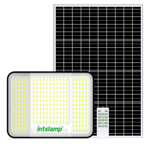 intelamp Solar Flood Lights Outdoor Waterproof, 20000mAh 2000LM | Floodlight Exterior with Remote 16.4 FT Cable, 2-12H Timer Dusk to Dawn Security Spots Lighting Outside for Garden Pathway
