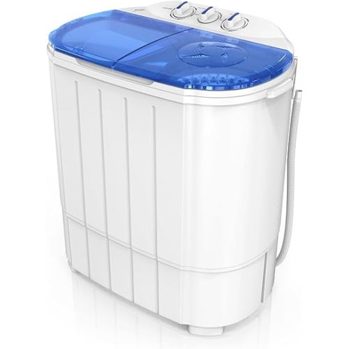 ROVSUN 11LBS Portable Washing Machine, Electric Washer and Dryer Combo with Washer(7lbs) & Spiner(4lbs) & Gravity Draining for Home RV Camping Dorm College Apartment