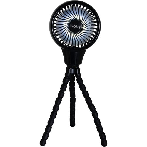 Nuby Oscillating Stroller Fan with Adjustable Legs - 3-Speed Portable Fan for Car Seats and Play Yards - Stroller Accessories - Summer Travel Essentials - Black
