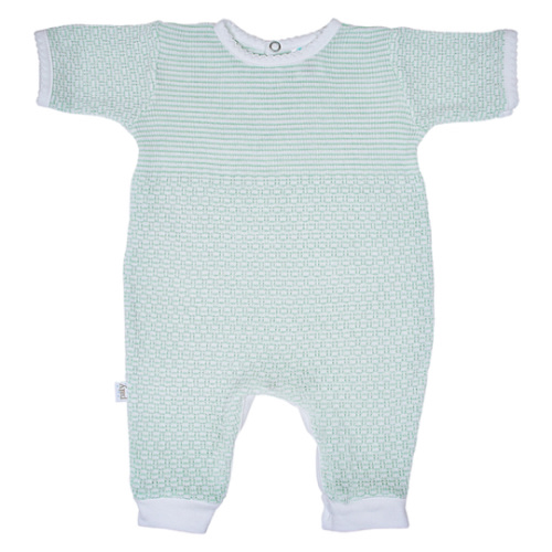 Solid Color Short Sleeve Romper with Pima Trim