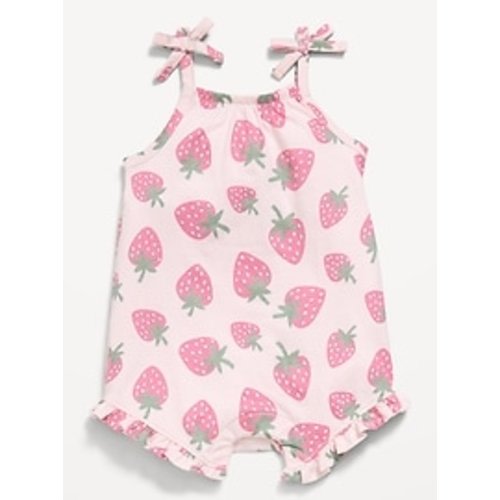 Printed Sleeveless Tie-Strap Romper for Baby | Old Navy