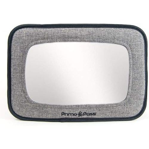 Primo Passi Baby Car Mirror for Rear Facing Infant Car Seat – Backseat Safety Mirror with Wide Crystal Clear View, Shatterproof Acrylic, Adjustable Headrest Mount (Black Melange)