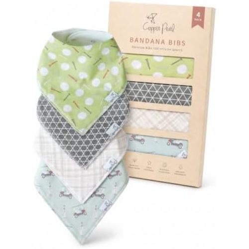 Copper Pearl Baby Bibs 4 Pack, Printed Bandana Drool Bibs for Baby Girl & Boy, Soft Cotton Drooling Teething Bibs