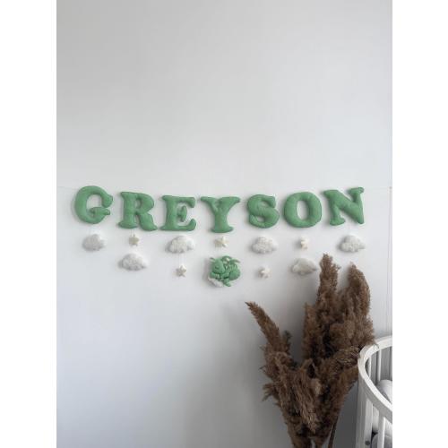 Custom Felt Name Banner: Dragon Nursery Decor, Personalized Garland