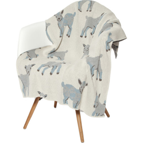 Eco Baby Goat Throw, Milk/Blue - in2green | Maisonette