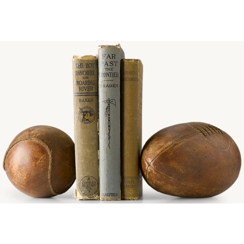 Vintage Leather Sports Ball Bookend | RH Baby & Child