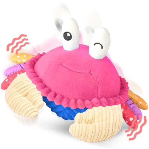 SAIMAND Pink Crawling Crab Baby Toy - Rechargeable Musical Plush Toys with 40 Songs & Voice Recorder, Sensory Toy for Infant Tummy Time, Soft Toy for 12-18 Months Girl, Gift for Toddlers 1-3