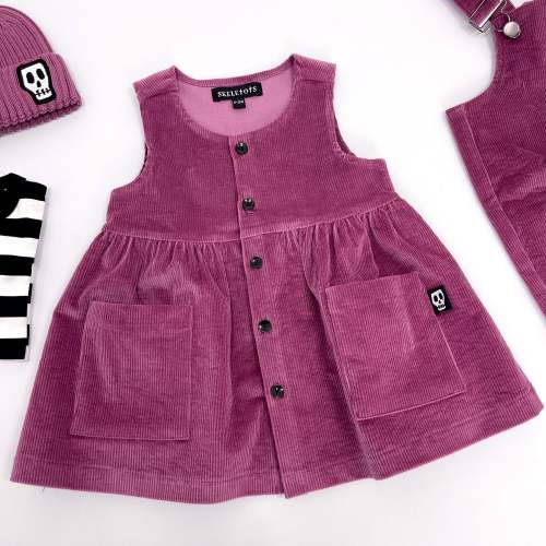 NOT SO BASIC MAUVE CORD PINAFORE SMOCK DRESS – Skeletots