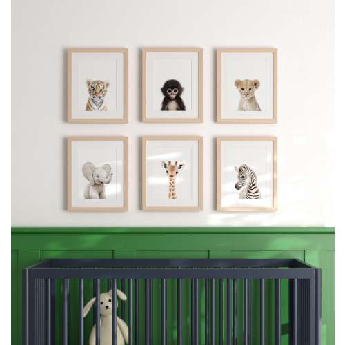 Framed Baby Jungle & Safari Animals Set of 6 Nursery Decor - 12x16 frame - with mat · Natural - African Animals Set of 6 Framed Prints – The Crown Prints
