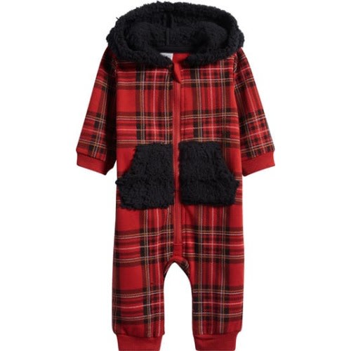 High Pile Fleece Lined Plaid Coverall
