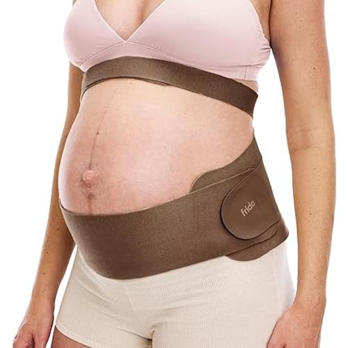 Frida Mom Dual Support Pregnancy Belly Band, Support Baby Bump, Cocoa, L/XL