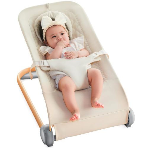 Fodoss Baby Bouncer, Portable Bouncer Seat for Babies, Ergonomic Design Baby Bouncer Chair, Baby Bassinet for Infants, Beige - Costco