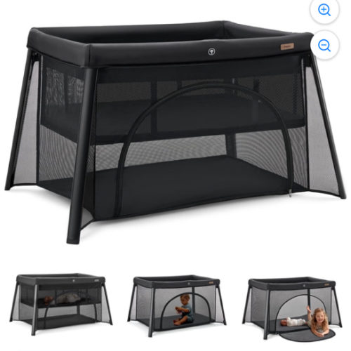 HARPPA Portable Travel Crib, Foldable Playard with Mattress, 11.5 lbs, Black Mesh