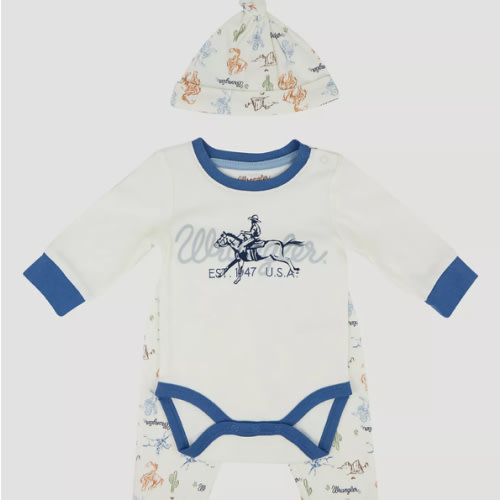 Wrangler Baby Bodysuit & Jogger Set- Cowboy Logo
