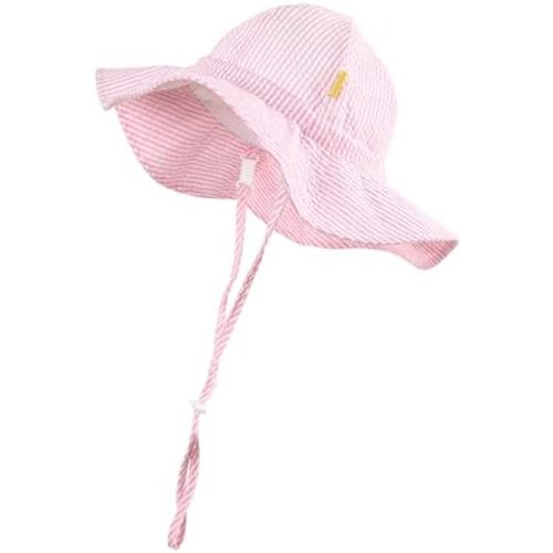 Baby & Toddler Wide Brim Sun Hats UPF 50+ Sun Protection Bucket Cap Cute Adjustable Hat in Seersucker