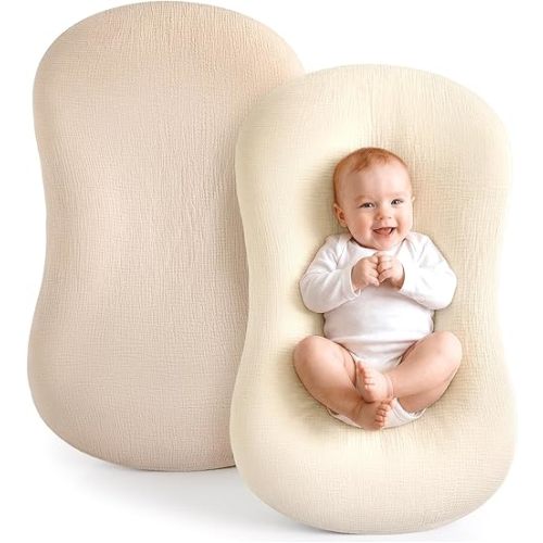 Termichy Baby Lounger Cover Muslin: Soft Cotton Slipcover for Snuggle Me Lounger - Removable & Machine Washable for Daily Use - Zipper-Free & Skin-Friendly for Newborn Girls and Boys