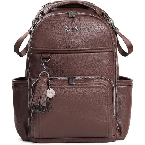 Itzy Ritzy Diaper Bag Backpack – Large Capacity Boss Plus Baby Backpack Diaper Bag Featuring 19 Pockets, Changing Pad, Stroller Clips, and Comfortable Straps (Espresso)