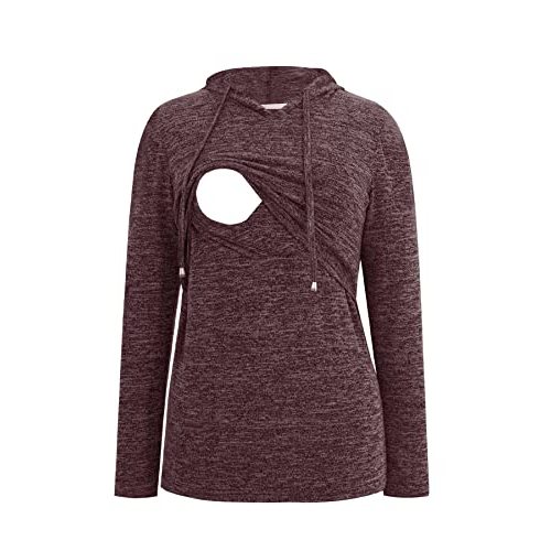 Smallshow Women's Nursing Tops Long Sleeve Breastfeeding Hoodie | Breastfeeding Shirts,Autumn,discreet access